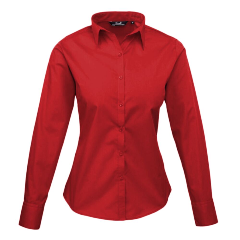 Premier Ladies Long Sleeve Poplin Blouse Thumbnail