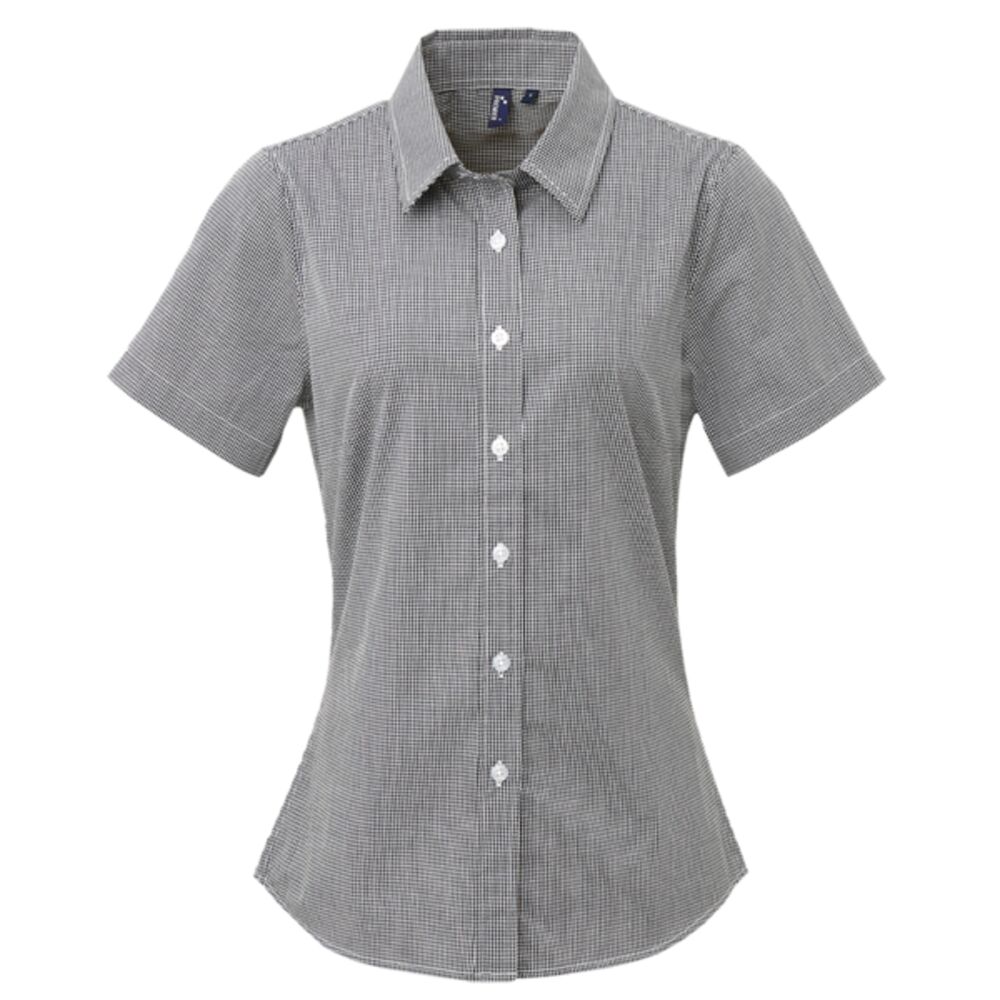 Premier Ladies Gingham Short Sleeve Shirt Thumbnail